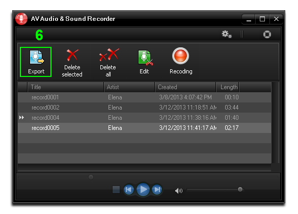 Export the recording